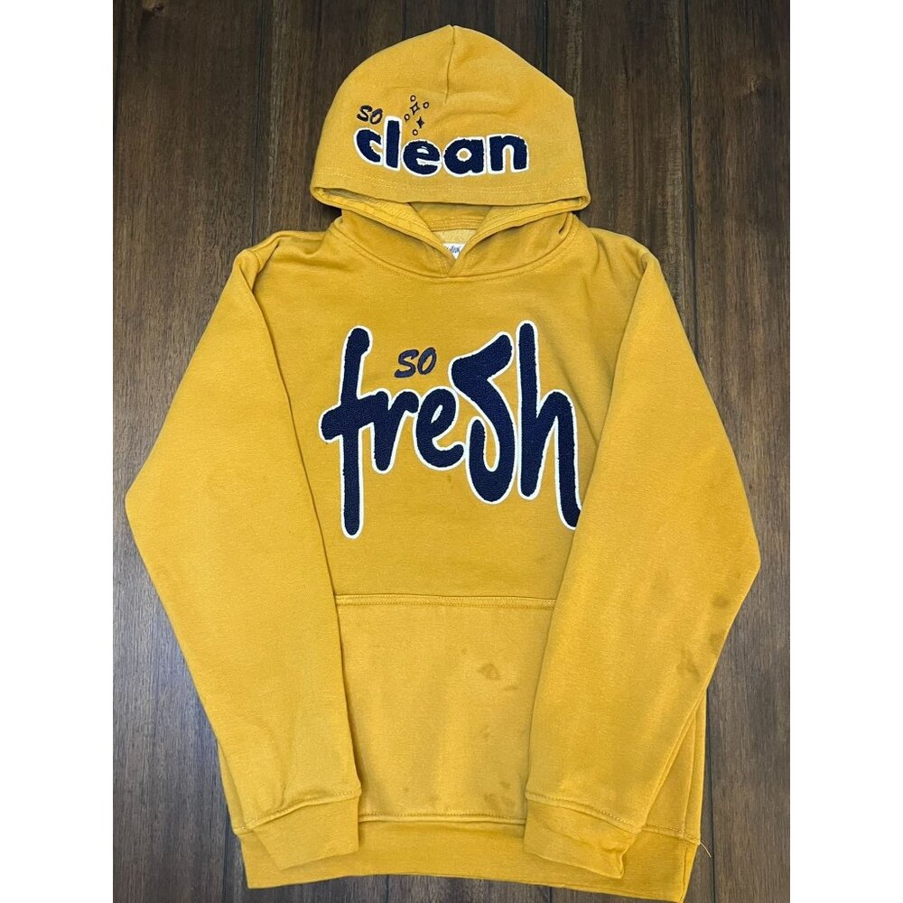 Evolution In Design Kids Mustard So Fresh So Clean Chenille Hoodie Size L‎ 14-16